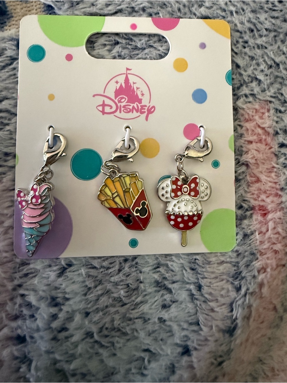 Disney Pink & Multicolor Charm Set – Minnie Snacks & Ice Cream bag charms